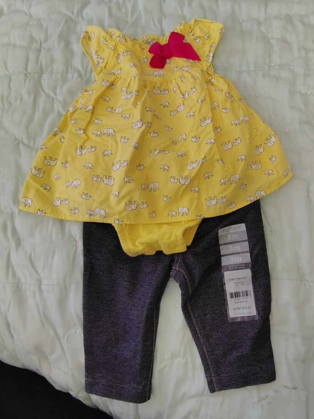 Carter's Baby Girl Outfit Tank Top Onesie & Jeggings Size 3 Months